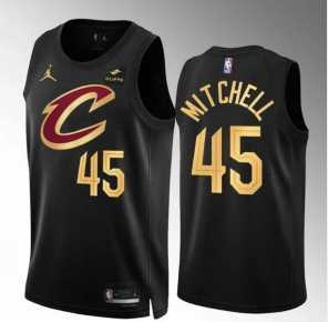 Men%27s Cleveland Cavaliers #45 Donovan Mitchell Black Statement Edition Stitched Jersey Dzhi